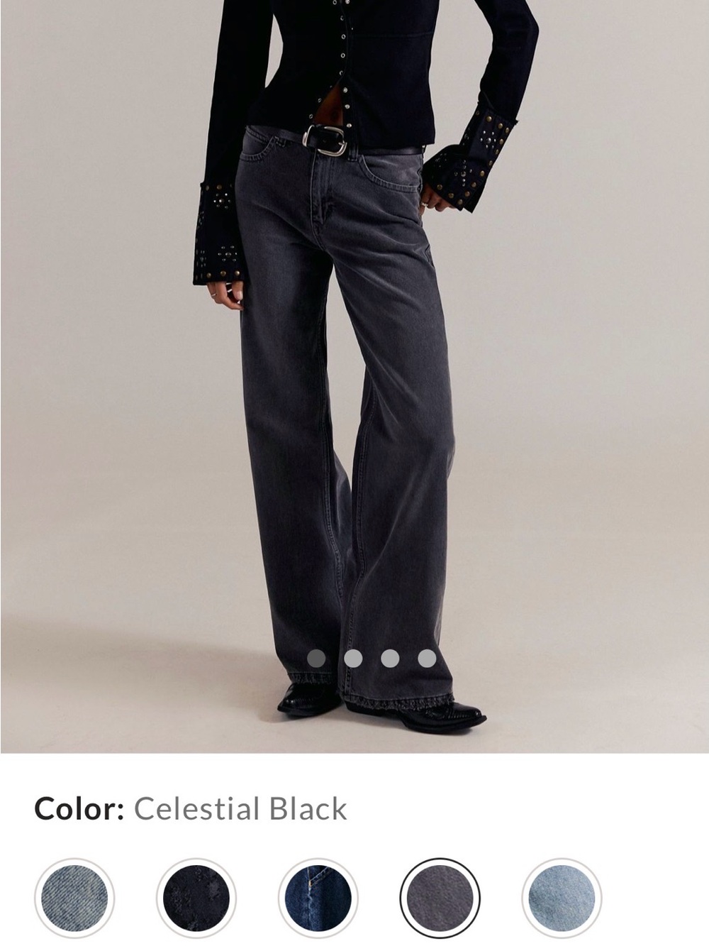 Free People Tinsley Black Wide-Leg Jeans size 25